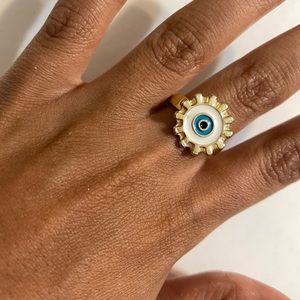 Evil eye gold ring